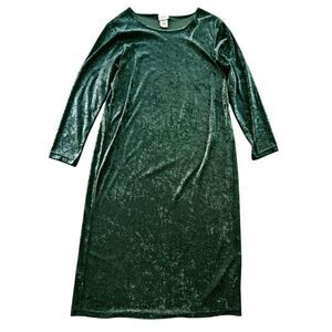 Vtg Emerald Green Crushed Velvet Maxi Dress Size L Renaissance Festival Costume
